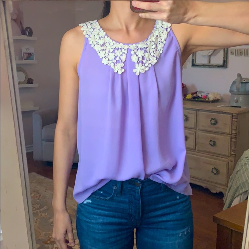 Lavender crochet collar top